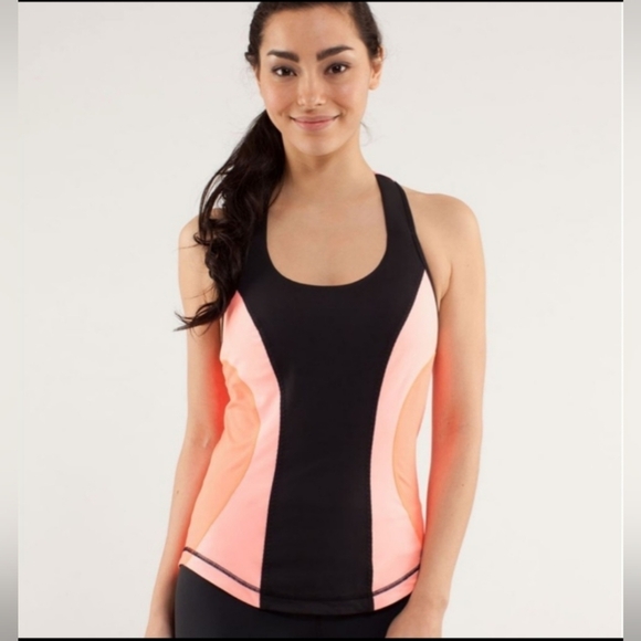 LULULEMON Cardio Kick Tank size 6 coral/orange/black - Picture 2 of 9